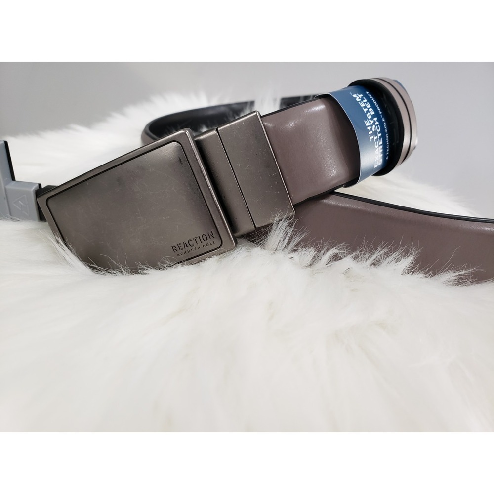 Reaction Kenneth Cole Reversible GRAY BLACK Stretch Belt Men's XL‎ 42/44 inch